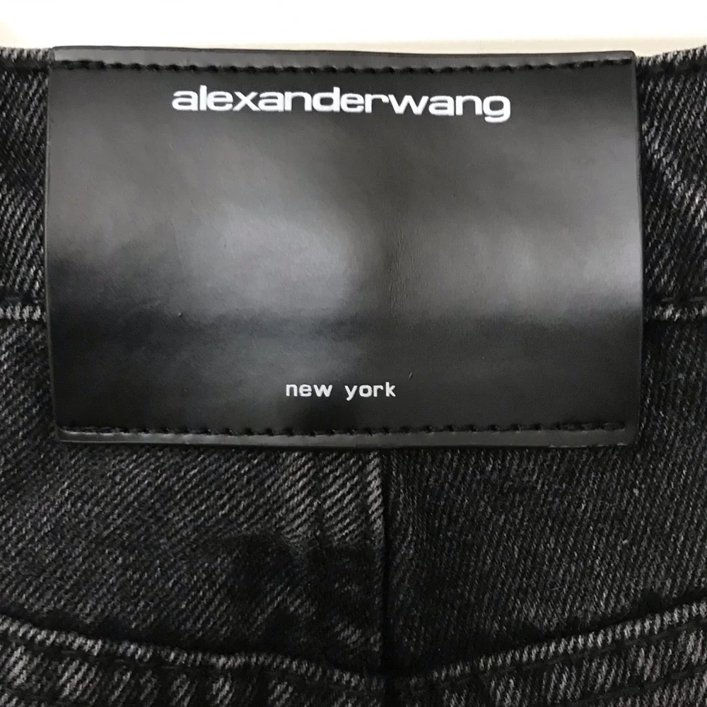New Alexander Wang Bite High Rise Denim Shorts Rigid Black Jean Cut Off 28 - Picture 9 of 13